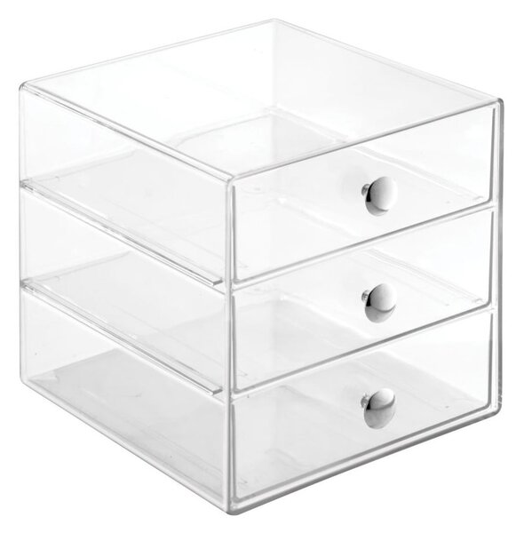 Prozoren organizator s 3 predali iDesign Original, višina 16,5 cm