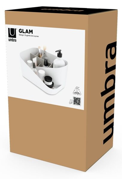 Bel plastičen kopalniški organizator za kozmetiko Glam – Umbra