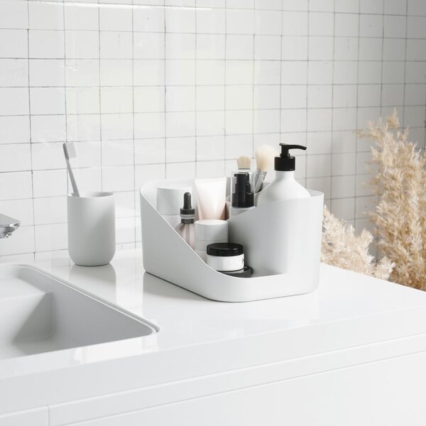 Bel plastičen kopalniški organizator za kozmetiko Glam – Umbra
