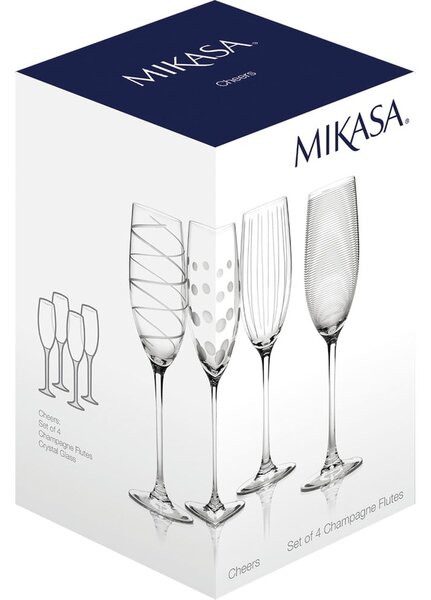 Set 4 kozarcev za šampanjec Mikasa Cheers, 250 ml