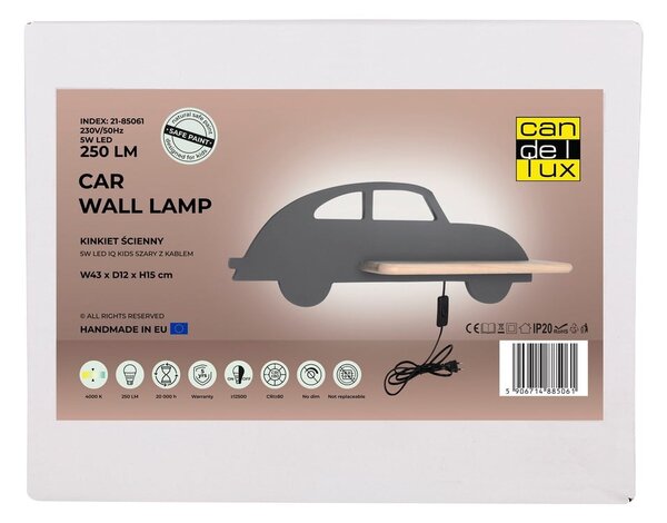 Siva otroška svetilka Car – Candellux Lighting