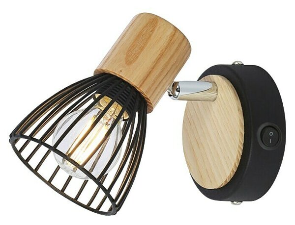 Ferotehna Stenska svetilka Black Wood 1 (25 W, Do x Š x V: 135 x 90 x 165 mm, E14)