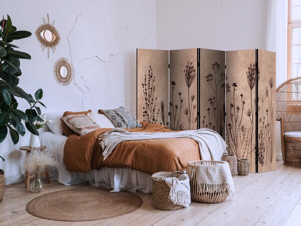 Paravan - Plant Vintage - Delicate Field Flowers on a Background in Lime Wash Technique
