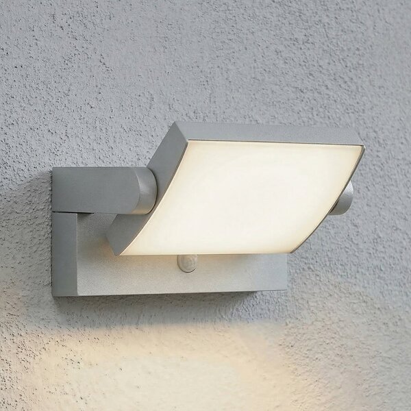 Lindby LED-stenna svetilka za zunanjo uporabo Sherin, svetlo siva, nastavljiva,, Siva, Aluminij, Sodobni