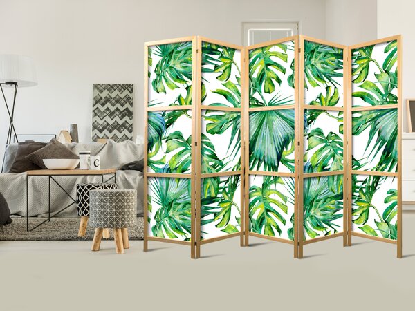 Japanski paravan - Monstera and Palm Leaves II