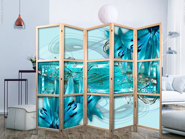 Japanski paravan - Lilies in Pale Blue II