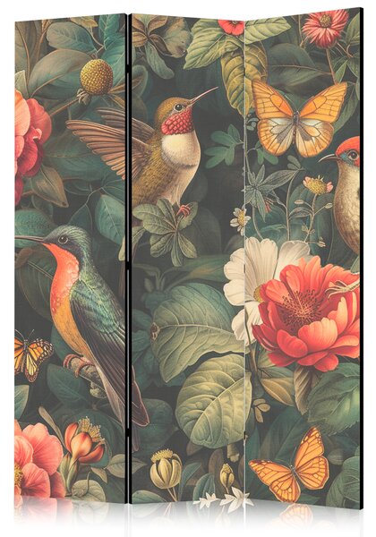 Paravan - In the Botanical Garden - Flowers Birds and Butterflies - Colorful Illustration