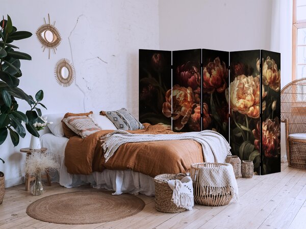 Paravan - Magnificent Tulips - Bouquet of Flowers in Red and White on a Black Background