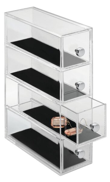 Prozoren organizator s 4 predali iDesign Clarity, višina 25,5 cm