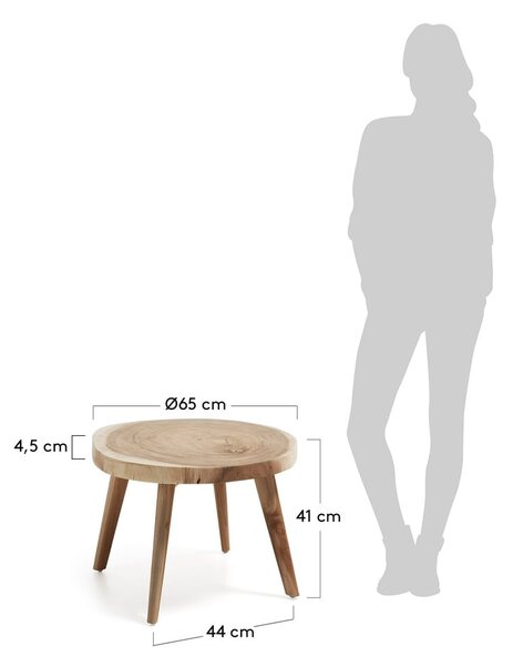 Okrogla stranska mizica iz masivnega munggur lesa ø 65 cm Wellcres – Kave Home