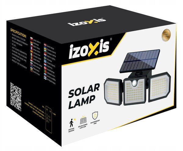 167 LED 500lm solarna svetilka s senzorjem gibanja 1800mAh IP65 6000-6500K