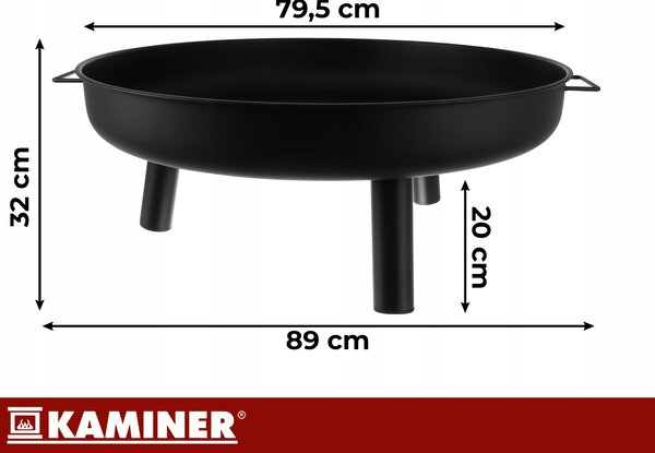 Vrtno železno kurišče 80cm z ročaji črno