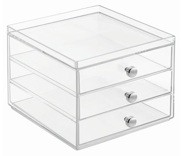 Prozoren organizator s 3 predali iDesign Wers, višina 13 cm