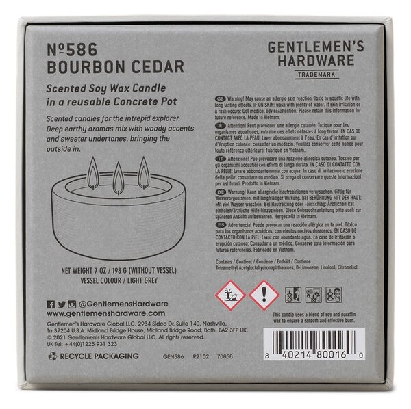 Dišeča sveča iz sojinega voska čas gorenja 40 h Bourbon Cedar – Gentlemen's Hardware