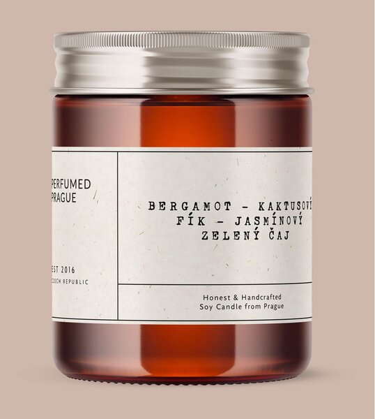 Dišeča sveča iz sojinega voska čas gorenja 40 h #46 Bergamot, Jasmine, Opuncia – Perfumed Prague