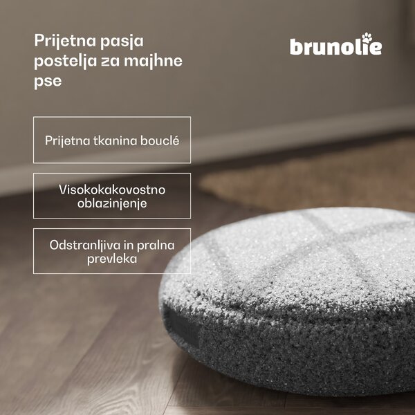 Brunolie SnugNest pasja postelja Ø50 cm | za majhne pse | ročaj za prenašanje | nedrseča