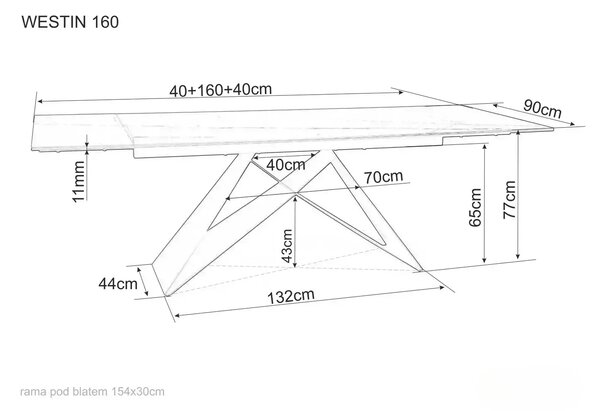 Črna jedilna miza WESTIN I (160-240)X90, raztegljiva