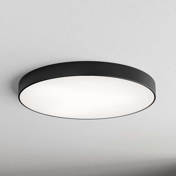 TEMAR LIGHTING Stropna svetilka Cleo s steklenim difuzorjem, črna, Ø 78 cm, zatemnjen, Črna, Dnevna soba / jedilnica, Kovina, Sodobni