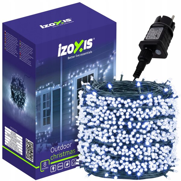 Zunanje novoletne lučke veriga 500 LED hladno bela 8 funkcij 35m