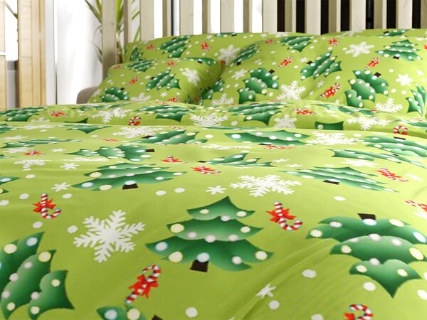 Posteljnina iz mikrovlaken CHRISTMAS TREE zelena Dimenzije posteljnine: 70 x 90 cm | 140 x 200 cm