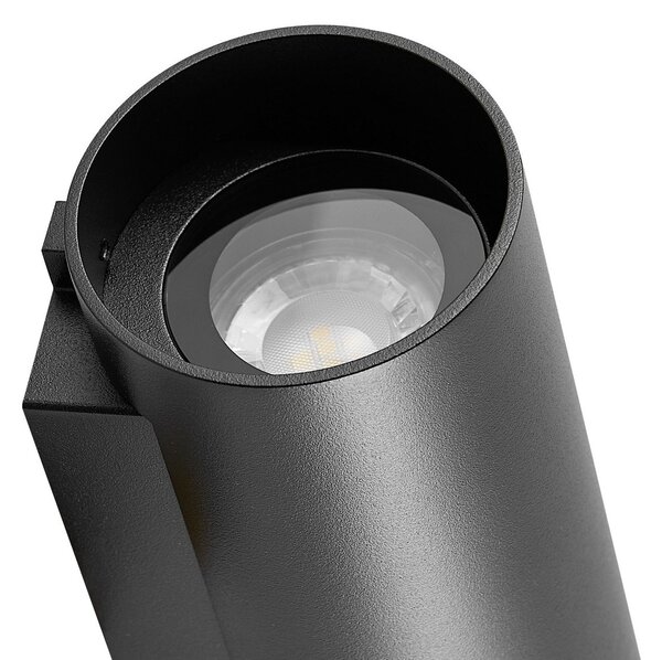 Deko-Light Zunanja stenska svetilka CAN, črna, 2-svetlobna, Ø 8 cm IP65 kovinska GU10, zatemnjen, Črna, Aluminij