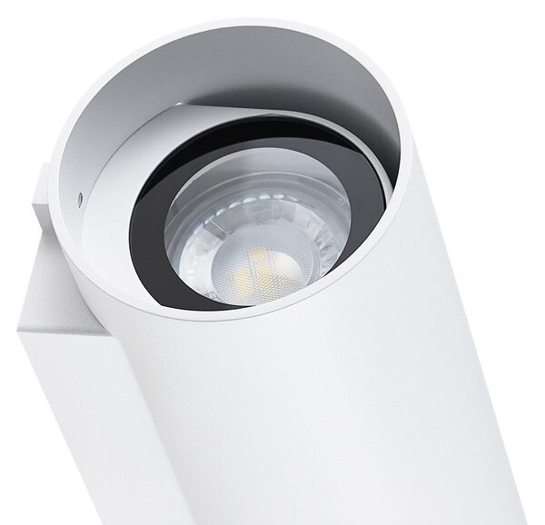 Deko-Light Zunanja stenska svetilka CAN, bela, dvosvetlobna, Ø 8 cm, IP65, kovinska, GU10, zatemnjen, Bela, Aluminij