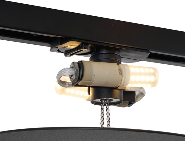 Moderna črna stropna svetilka za 1-fazni sistem tirnic z 2 lučmi - Iconic Pulley