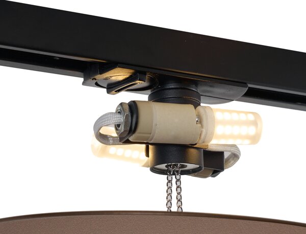 Sodobna bronasta stropna svetilka za 1-fazni sistem tirnic z 2 lučmi - Iconic Pulley