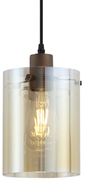 Sodobni reflektor temno bronast z jantarnim steklom za sistem tirnic 1-fazni - Iconic Dome