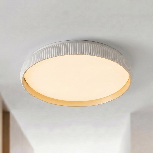 Lindby LED-stropna svetilka Jovian, bela, Ø 40 cm, CCT, z možnostjo zatemnitve, zatemnjen, Bela, Dnevna soba / jedilnica, Plastika, Sodobni