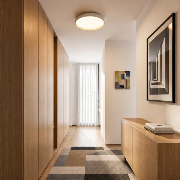 Lindby LED-stropna svetilka Jovian, bela, Ø 40 cm, CCT, z možnostjo zatemnitve, zatemnjen, Bela, Dnevna soba / jedilnica, Plastika, Sodobni