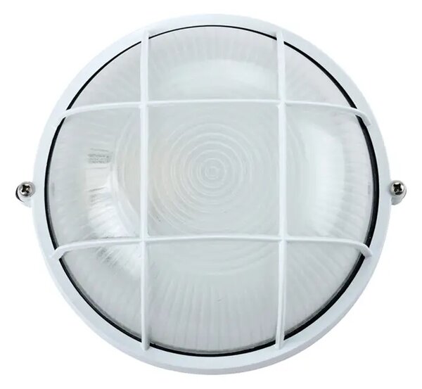 OKRUGLA VANJSKA ZIDNA LAMPA S PREGRADOM I MREŽOM BIJELA MAX 60W IP44 VK/01013/W