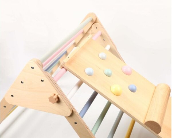 Lesen Piklerjev trikotnik MONTY, 59 cm, z Montessori ploščo, večbarven ELIS design