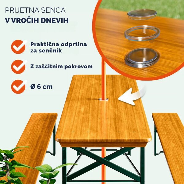 Pivski komplet KLASIK, 170cm, naravno rjav Casaria