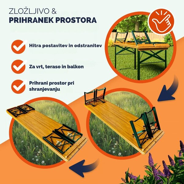 Pivski komplet KLASIK, 170cm, naravno rjav Casaria