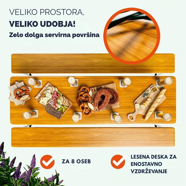 Pivski komplet KLASIK, 170cm, naravno rjav Casaria