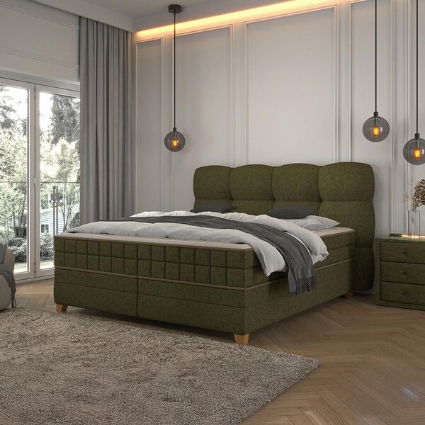 Premium Living Postelja Boxspring Bianco, Zelena, 160x200