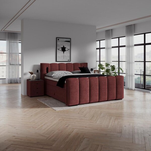Premium Living Postelja Boxspring Elysia, Bordo, 160x200
