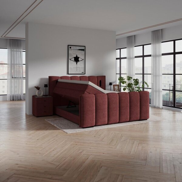Premium Living Postelja Boxspring Elysia, Bordo, 160x200