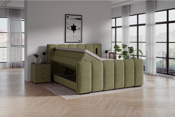 Premium Living Postelja Boxspring Elysia, Zelena, 160x220