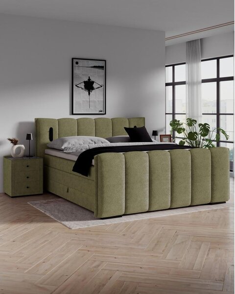 Premium Living Postelja Boxspring Elysia, Zelena, 160x220
