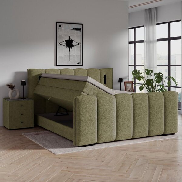Premium Living Postelja Boxspring Elysia, Zelena, 160x200
