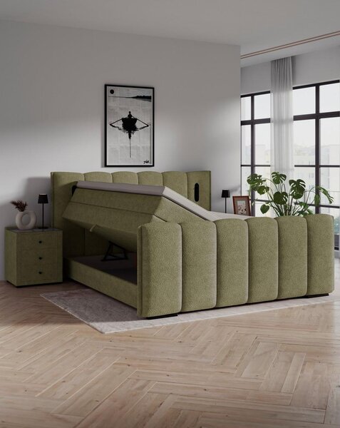 Premium Living Postelja Boxspring Elysia, Zelena, 160x220