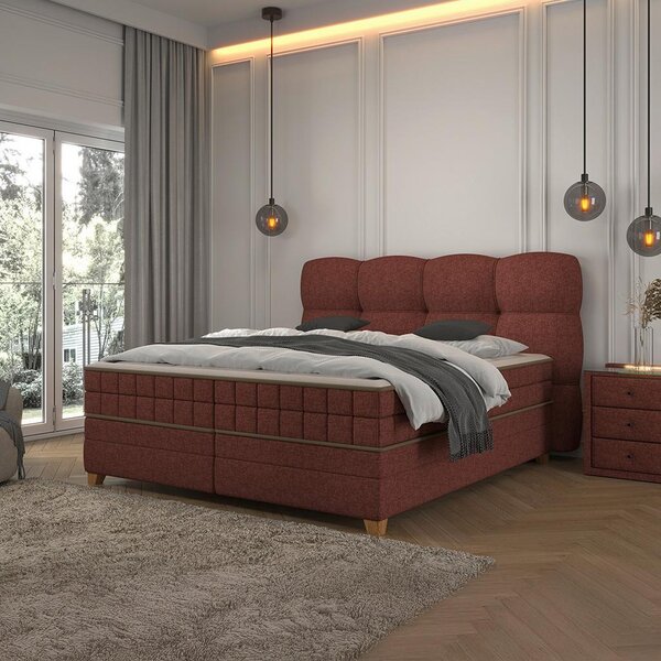 Premium Living Postelja Boxspring Bianco, Rdeča, 160x200