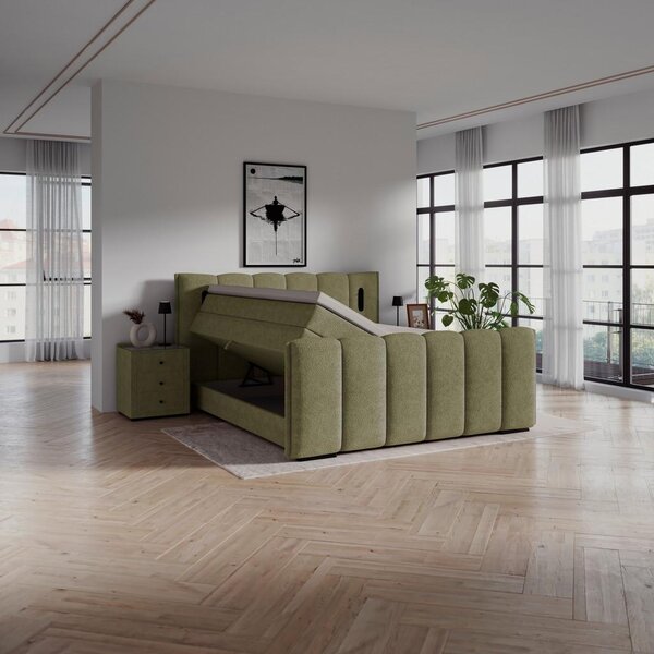 Premium Living Postelja Boxspring Elysia, Zelena, 160x200
