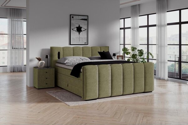 Premium Living Postelja Boxspring Elysia, Zelena, 160x220