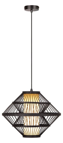 Lucide Visoka svetilka PASQUINO, črna, Ø 40 cm, vezan les, E27, zatemnjen, Črna, Dnevna soba / jedilnica, Les