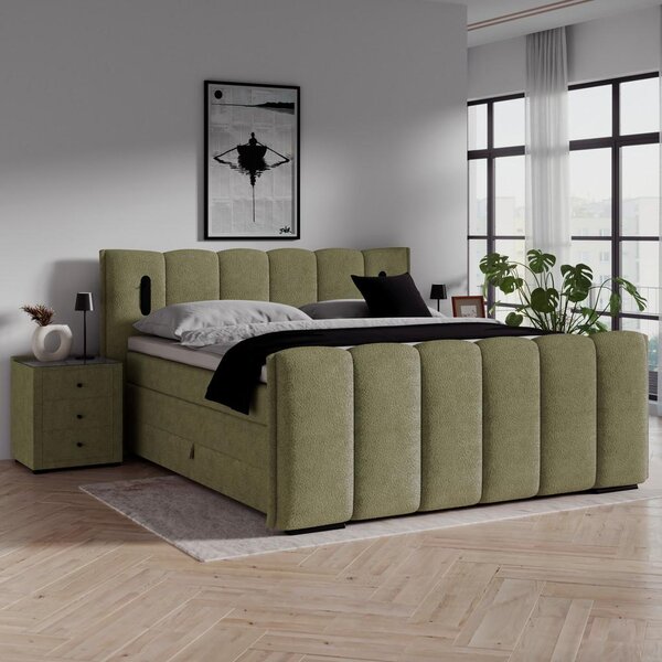 Premium Living Postelja Boxspring Elysia, Zelena, 160x200