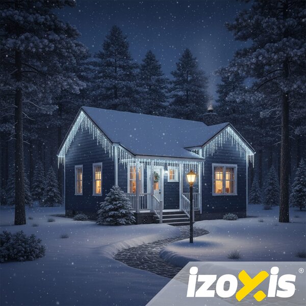 Zunanje novoletne lučke zavesa 500 LED hladno bela 8 funkcij 22,5m