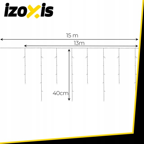 Zunanje novoletne lučke zavesa 300 LED toplo bela 8 funkcij 15m